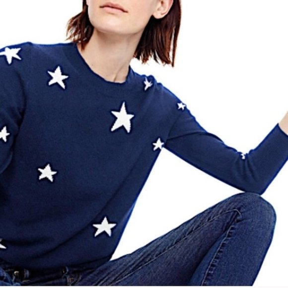 J. Crew Cashmere Star Navy Pullover - Picture 9 of 9
